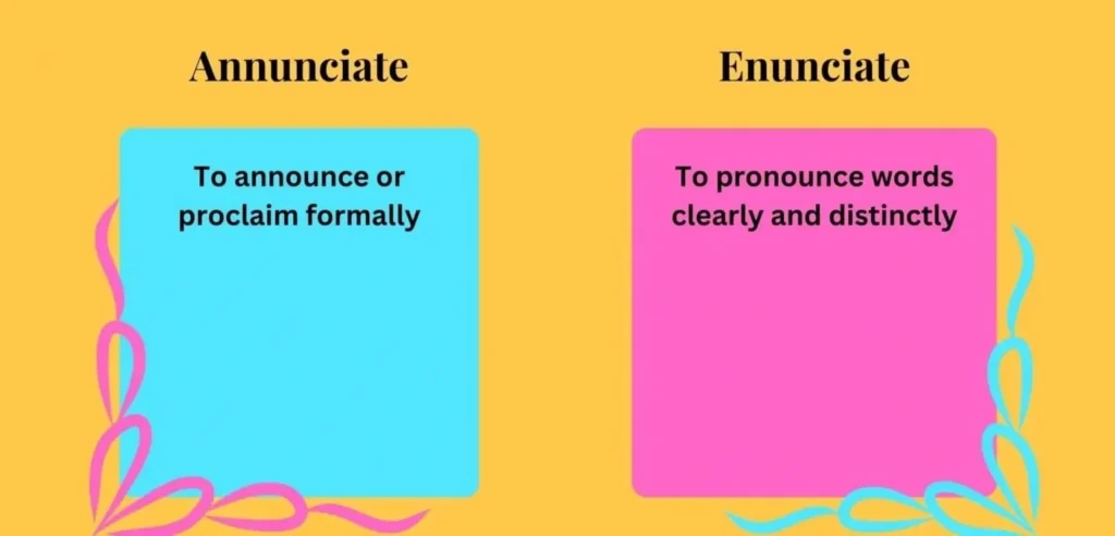 annunciate vs enunciate?